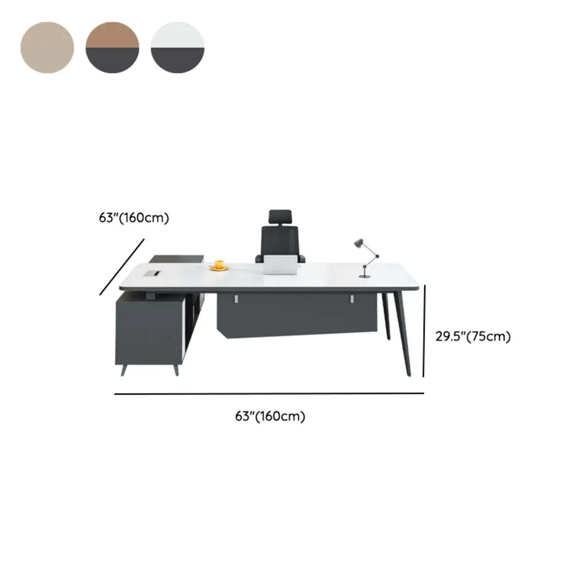 White-Black Wood L-Shape Computer Desk — White-Black / Without Chairs