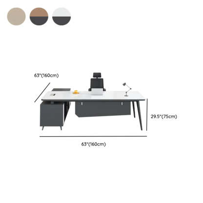 White-Black Wood L-Shape Computer Desk — White-Black / Without Chairs
