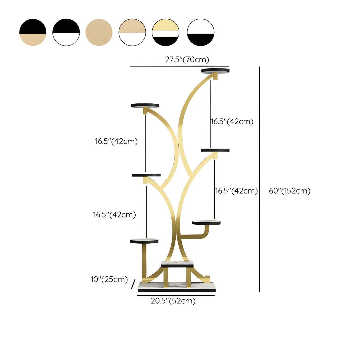 Tree-Shaped Black Metal Round Plant Stand