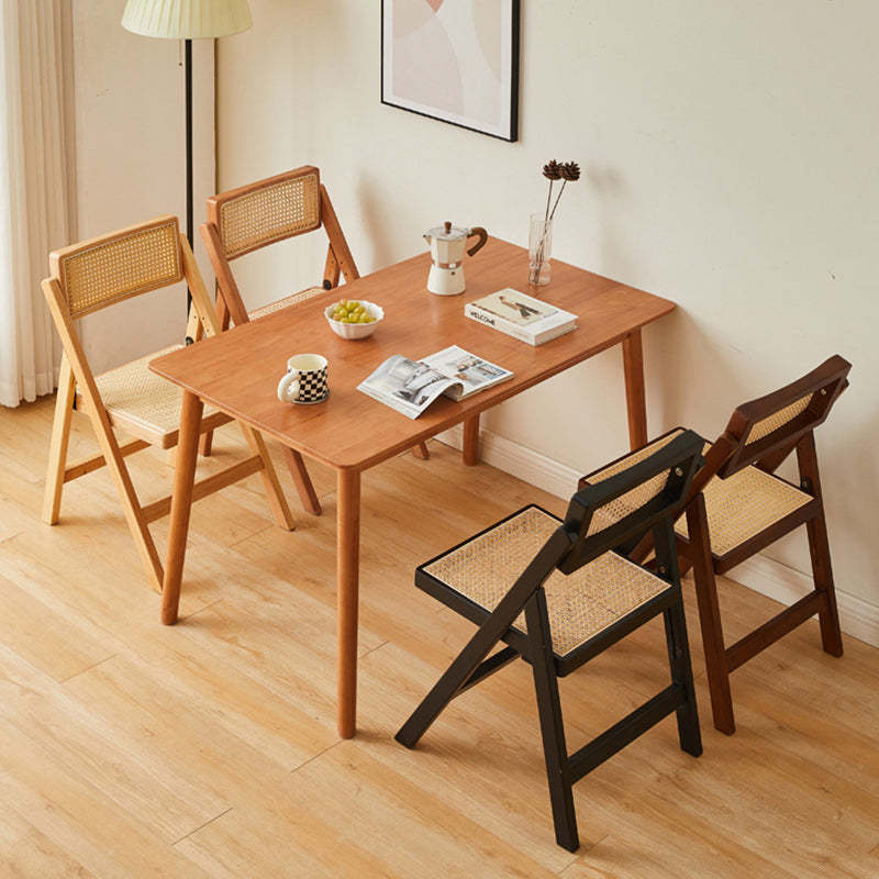 Vintage Rattan Rubberwood Dining Chair — A - Regular / Black