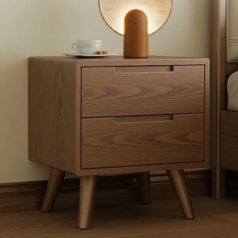 Modern Rubber Wood Bedside Nightstand — A / Wood Color