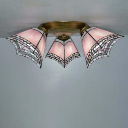 Tiffany Stained Glass Horn Semi-Flush Light