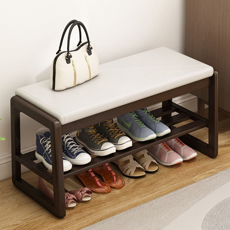 Scandinavian Tech Cloth Wood 1-Shelf Shoe Storage — Walnut Color