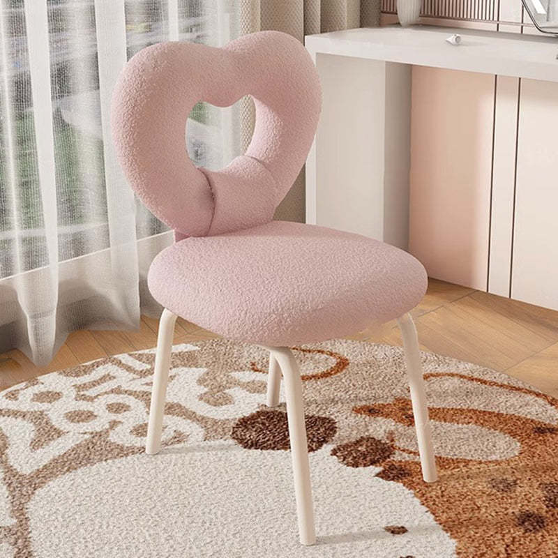 Nordic Heart Lambswool Wood Vanity Stool