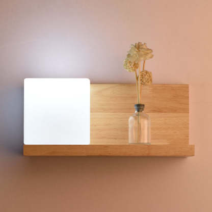 Japanese Minimalist Wood Square Glass Sconce