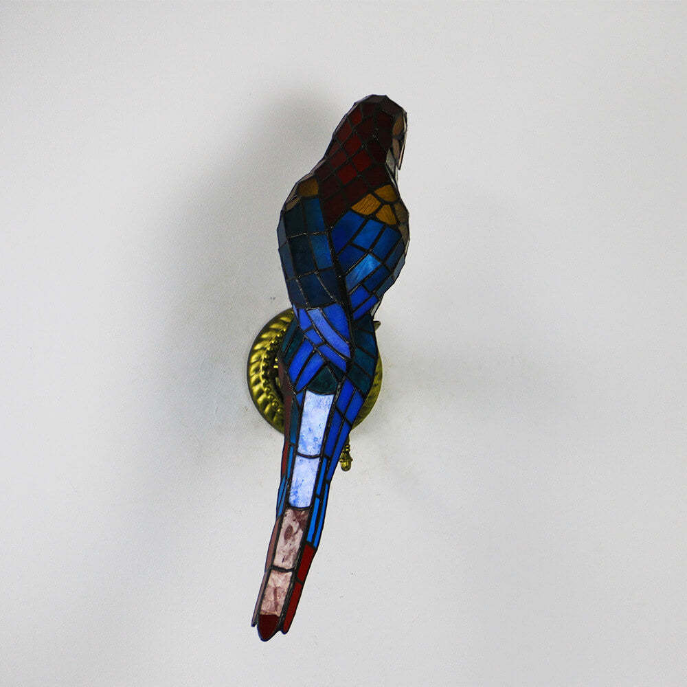 Tiffany Vintage Parrot Stained Glass Sconce
