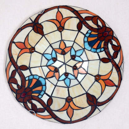European Tiffany Baroque Round Stained Glass Flush Light