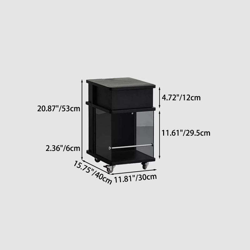 Minimalist Solid Wood Glass Square Nightstand 1-Cabinet