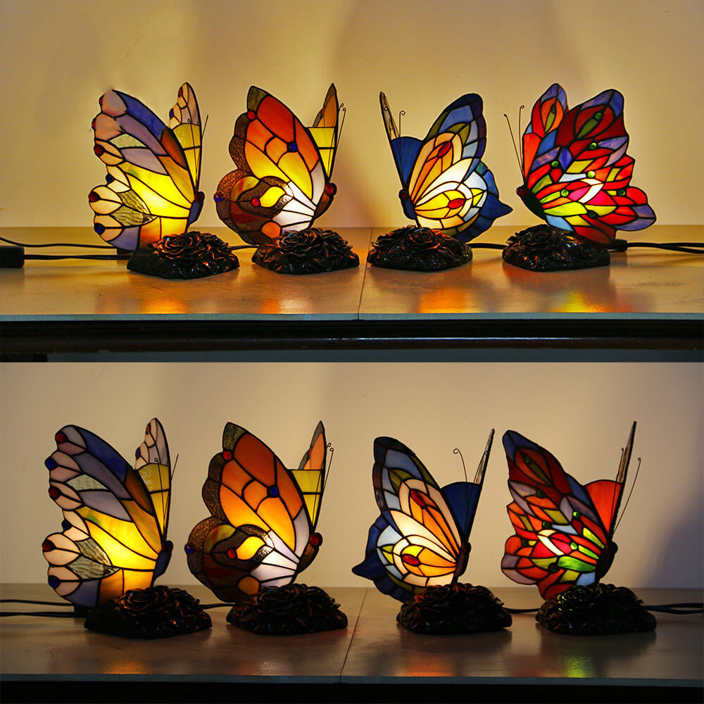 Vintage Tiffany Glass Butterfly Night Light