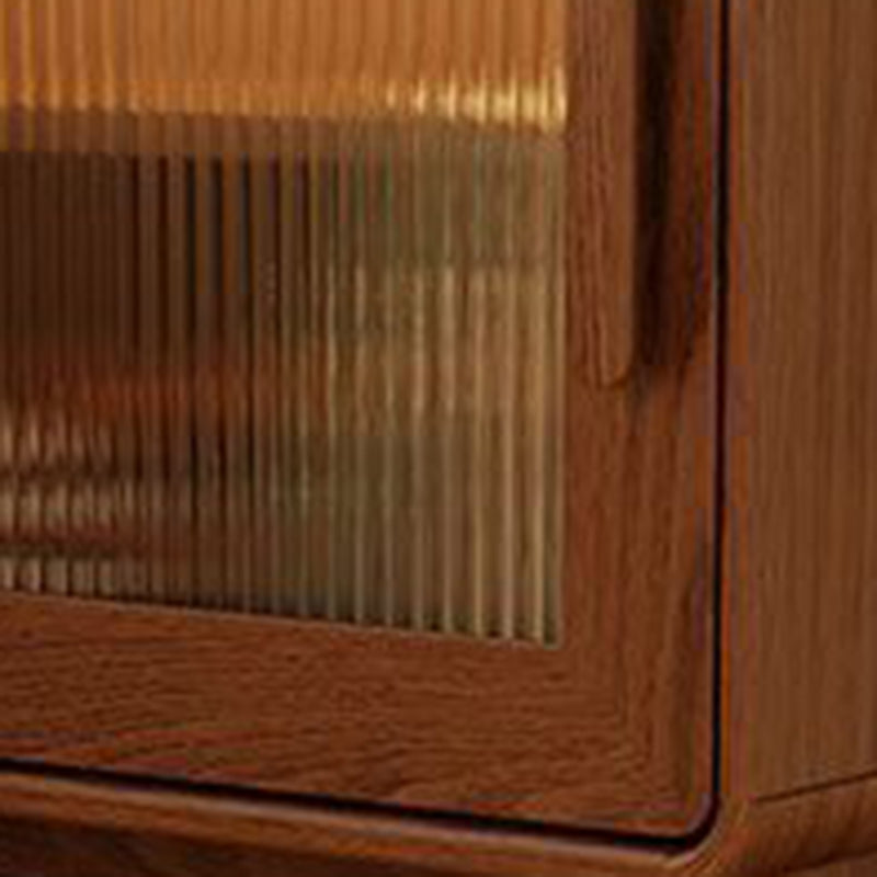 Contemporary Rubberwood Glass Metal Nightstand