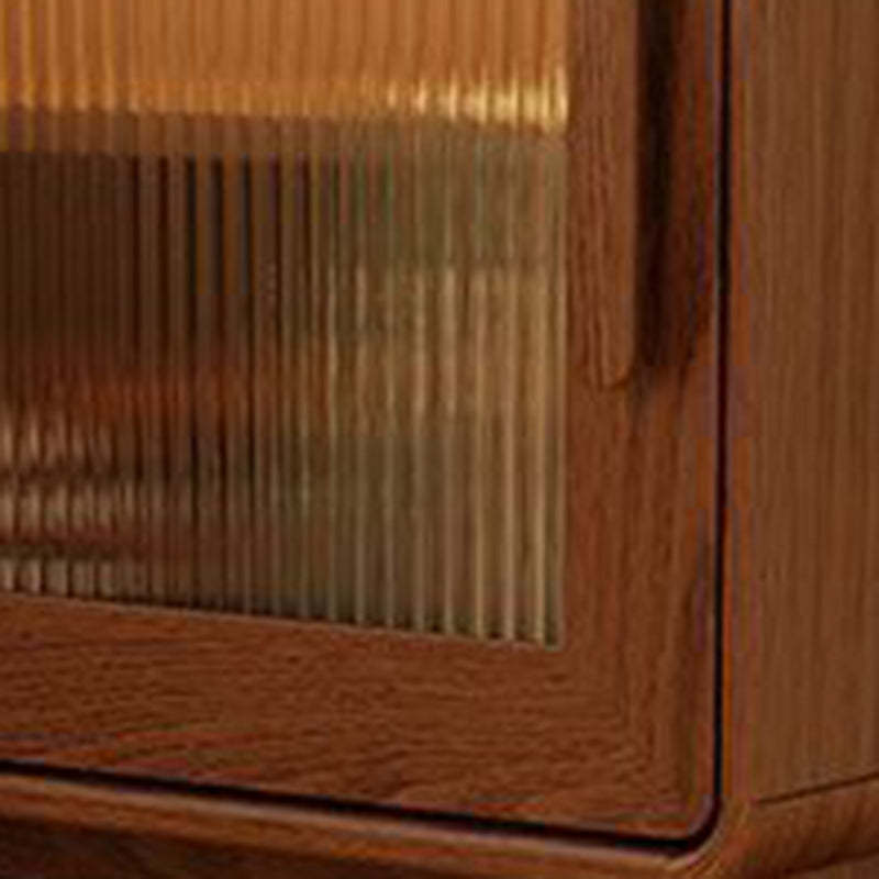 Contemporary Rubberwood Glass Metal Nightstand