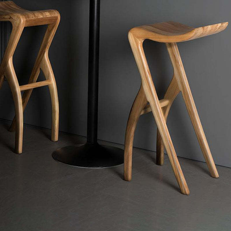 Japanese Curved Ash Wood Bar Stool