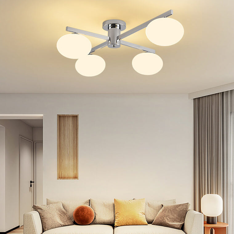 Nordic Glass Iron Ball 3/4/5-Light Semi-Flush Ceiling Light