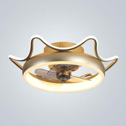 Nordic Round Wrought Iron LED Flush Mount Fan Light