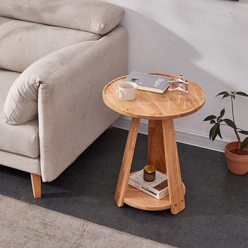 Lighom minimalist end round natural end & side tables in wood