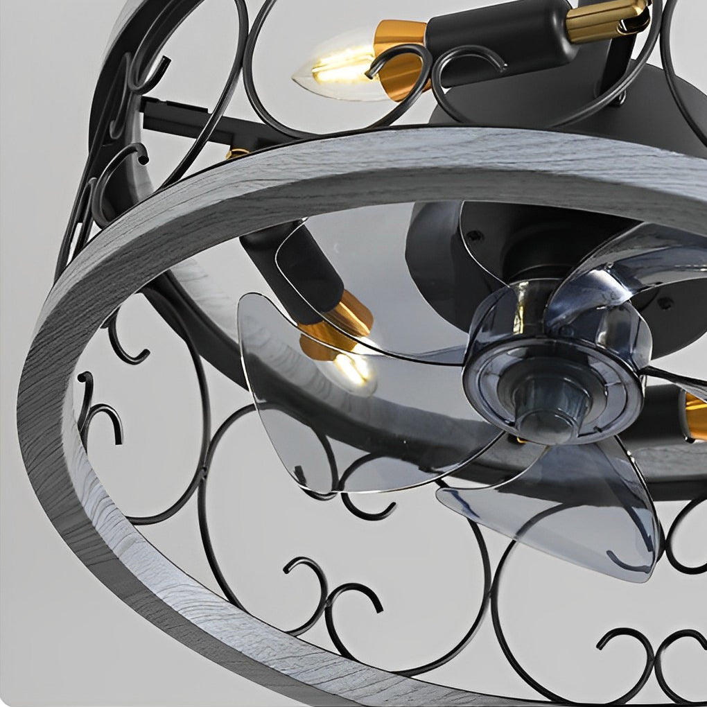 Retro 3-Step Dimming LED Mute Remote Fan