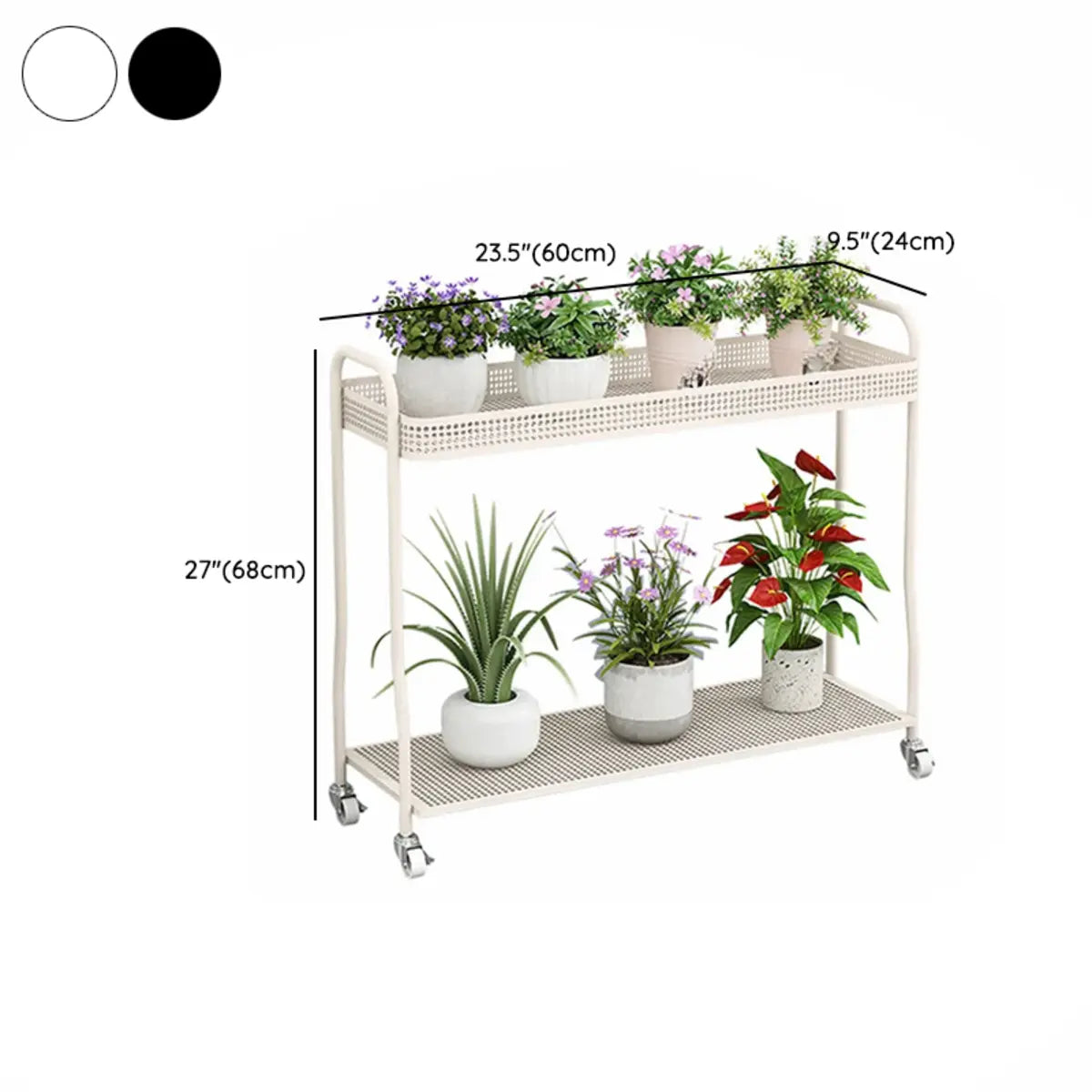 Modern 2-Tier Mesh Metal Sliding Plant Stand