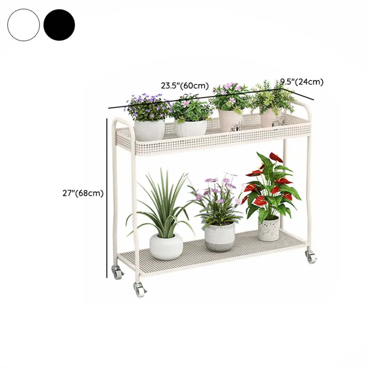 Modern 2-Tier Mesh Metal Sliding Plant Stand