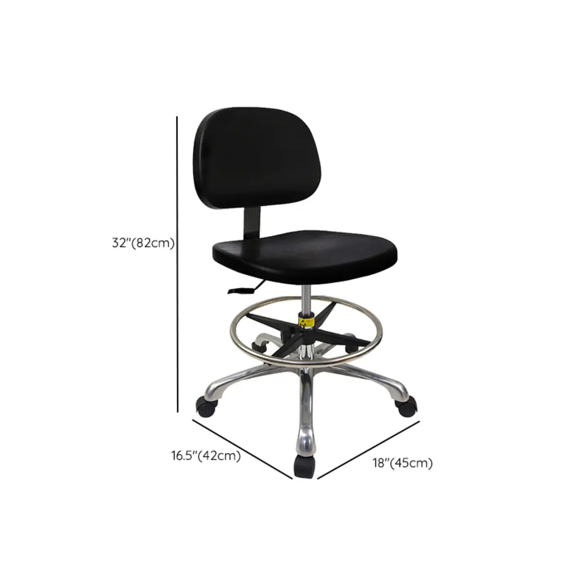 Ergonomic Metal Adjustable Black Office Stool
