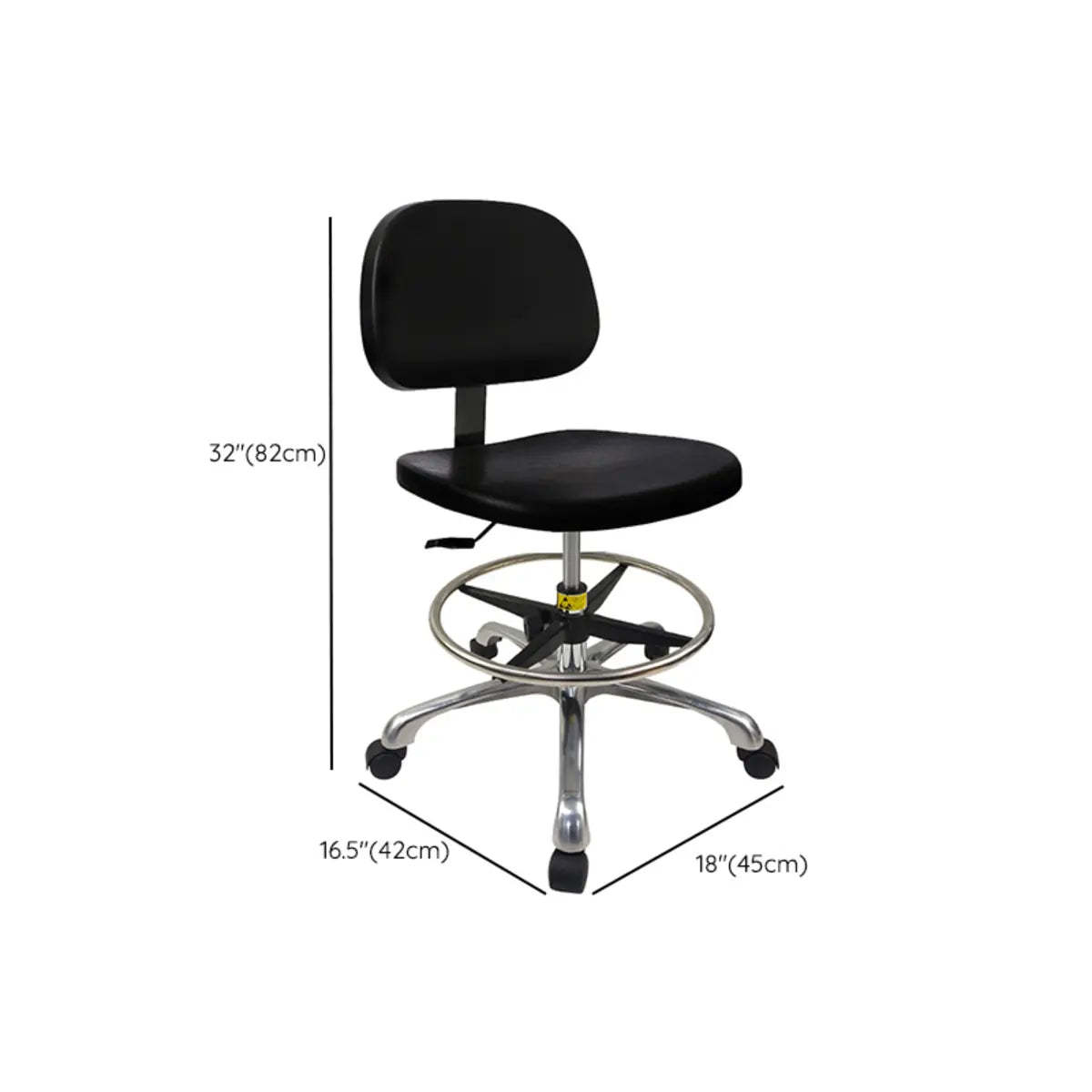 Ergonomic Metal Adjustable Black Office Stool