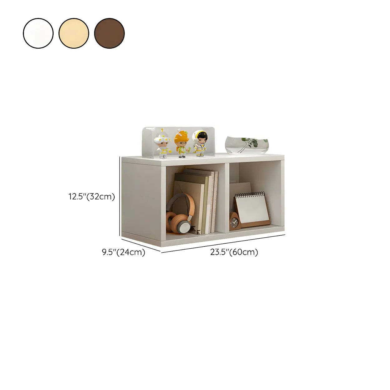 Wood Horizontal Compact Bookcase — Dark Brown