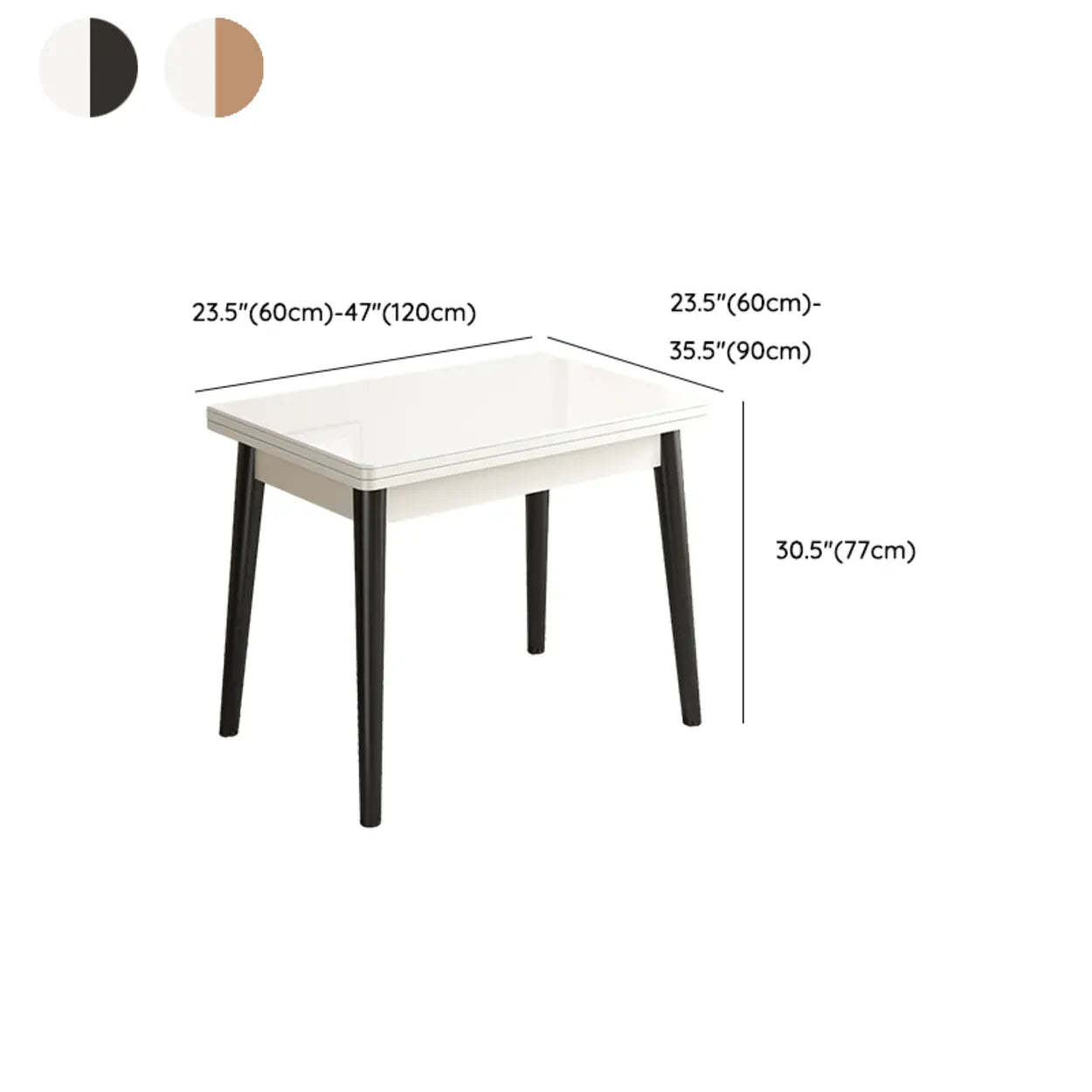 Modern Rectangular White Extendable Wood Dining Table
