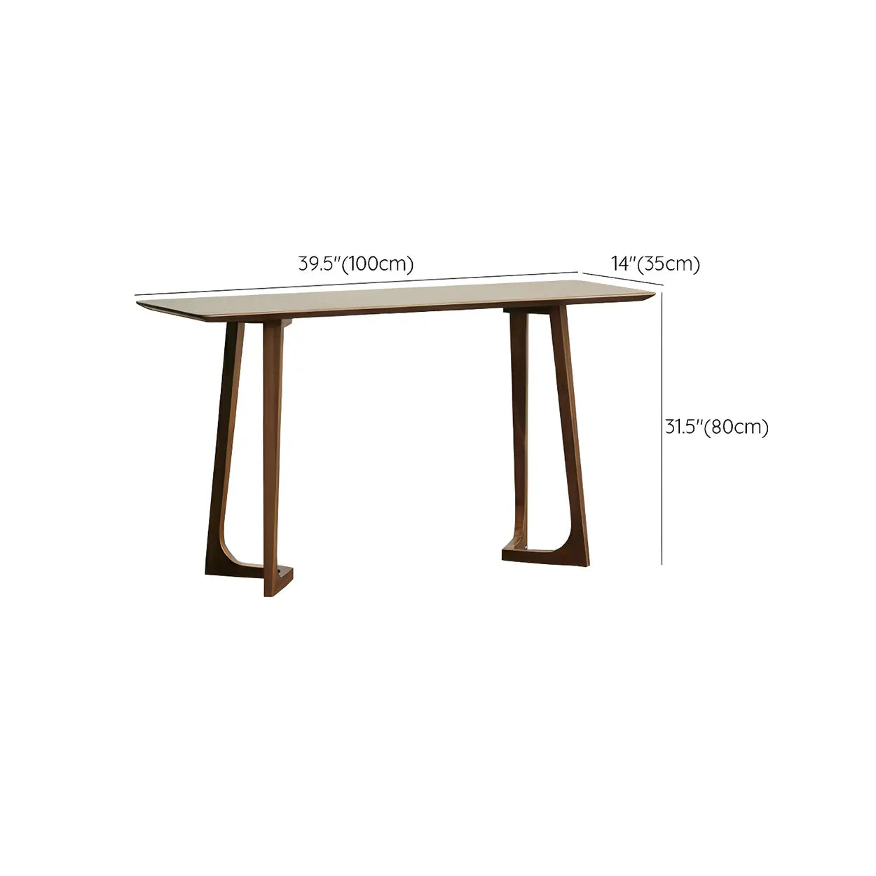 Minimalist Brown Wood Rectangular Console Table