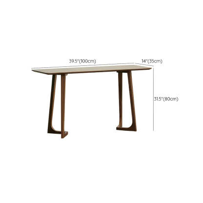 Minimalist Brown Wood Rectangular Console Table