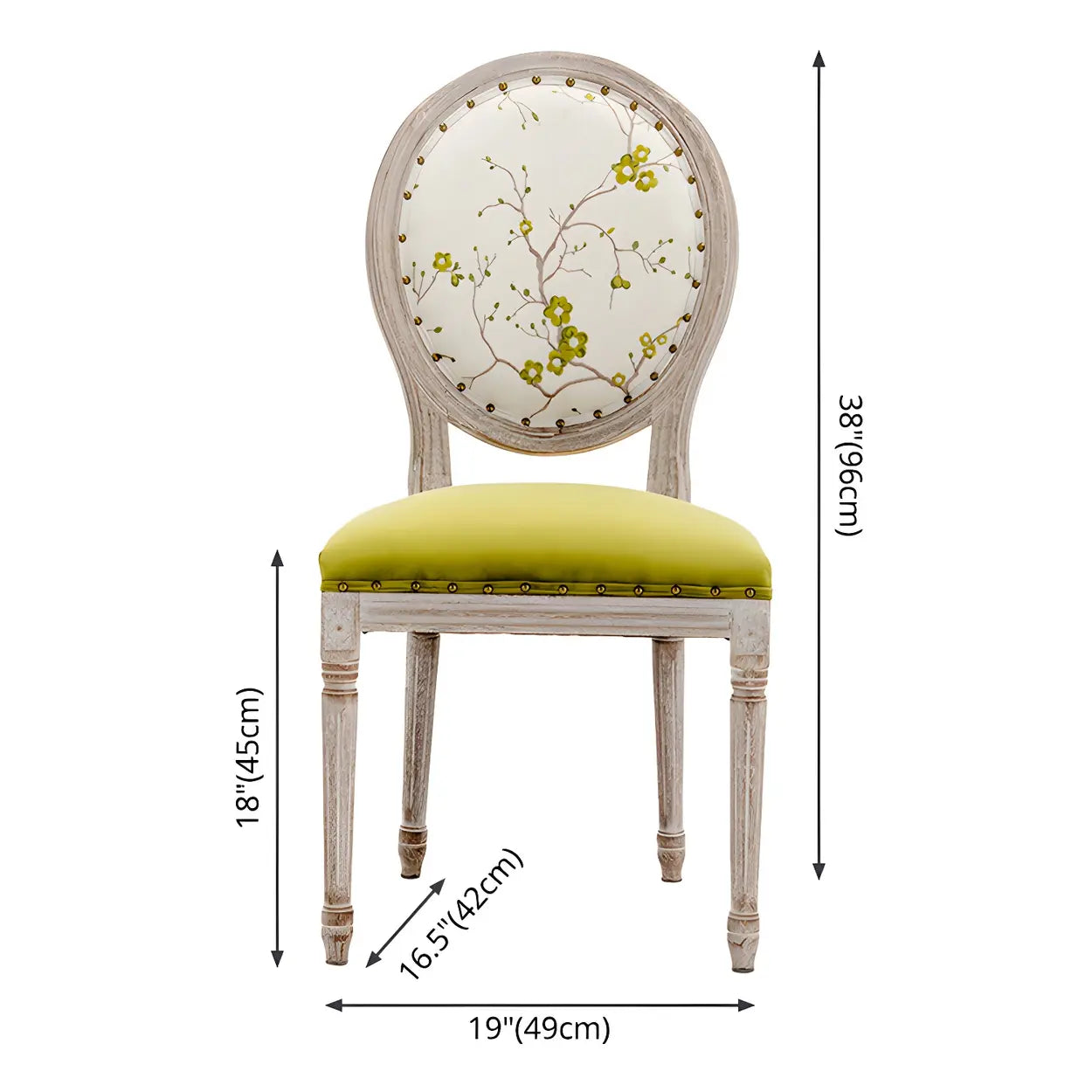Farmhouse Upholstered King Louis Back Dining Side Chair #size