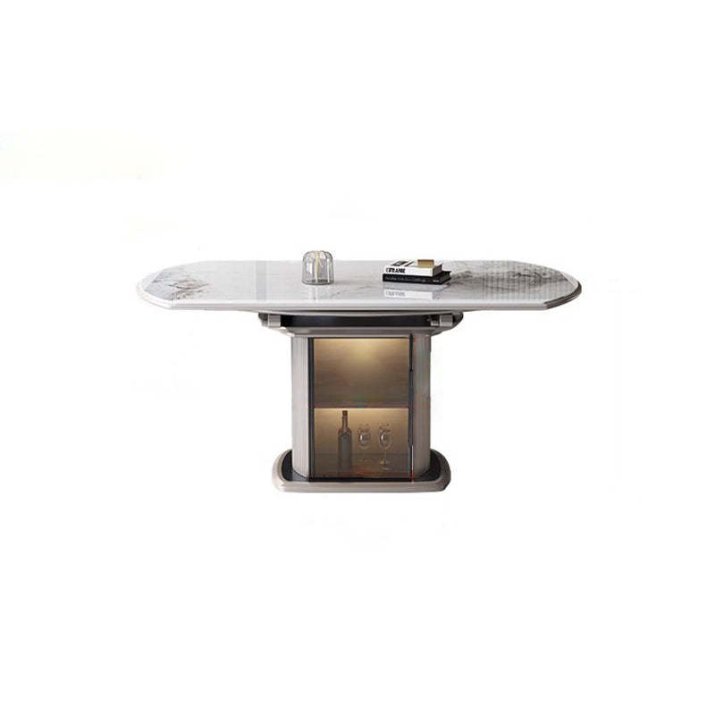 Nordic Elliptical Slab Wood Glass Dining Table