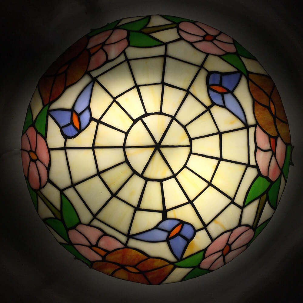 Traditional Tiffany Shell Bead Stained Glass Flush Light — I / 220V-240V For UK/AU