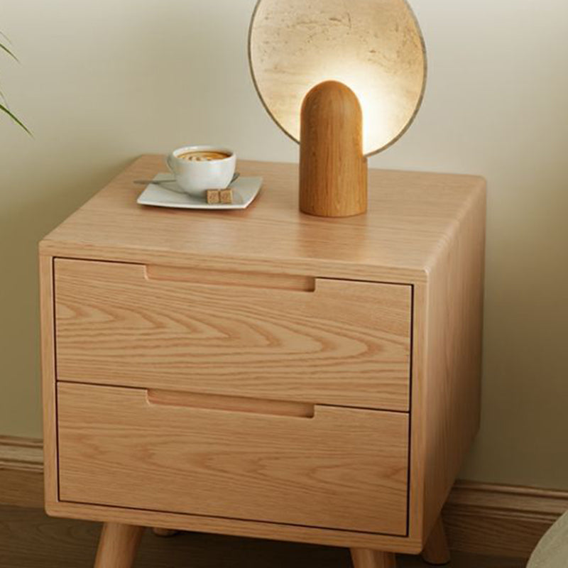 Modern Rubber Wood Bedside Nightstand — B / Wood Color