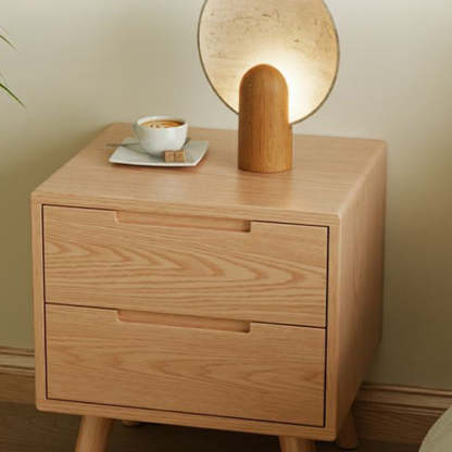 Modern Rubber Wood Bedside Nightstand — B / Wood Color