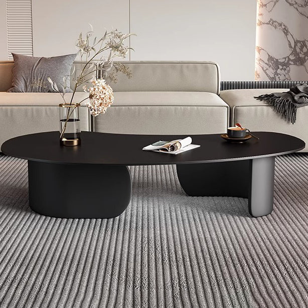 Minimalist Cashew Rock Slab Steel End Table