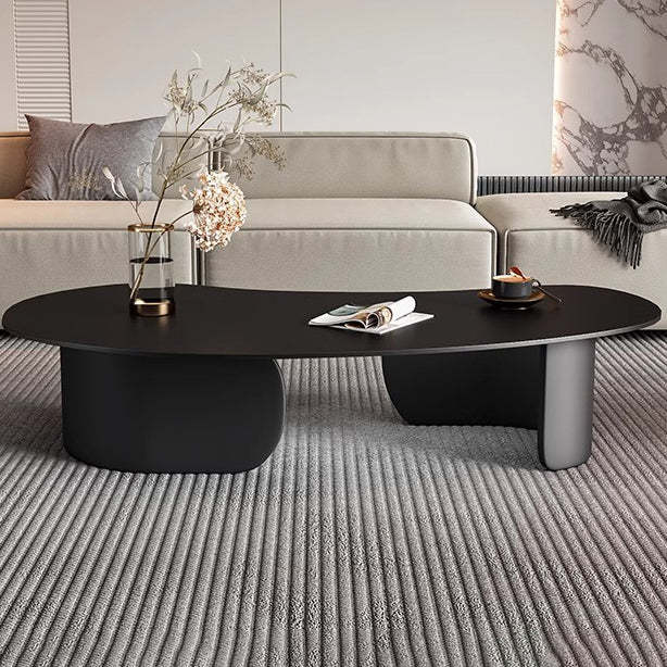 Minimalist Cashew Rock Slab Steel End Table