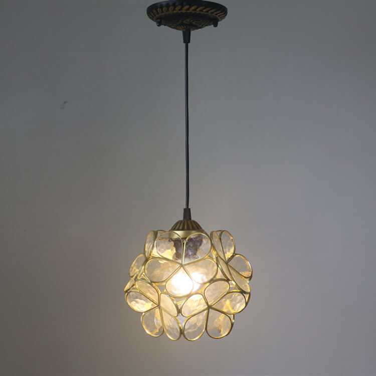 Vintage Stained Glass Petal Pendant Light