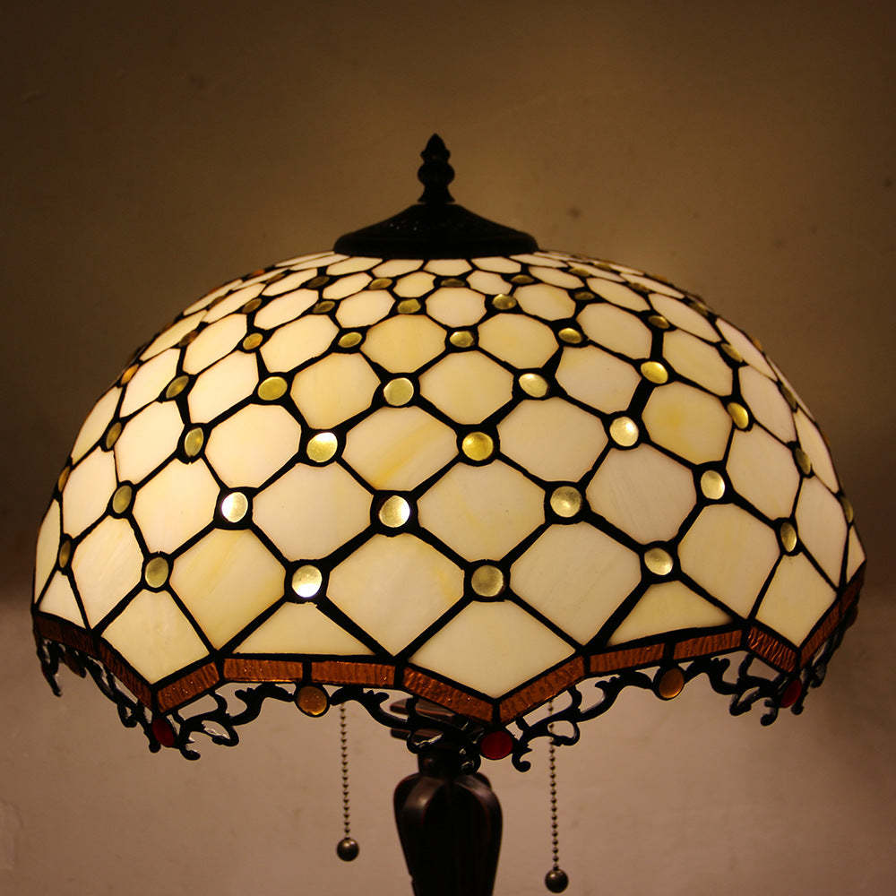 Tiffany Mediterranean Stained Glass Cone 2-Light Table Lamp