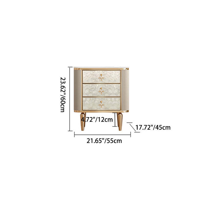 Modern Luxury Rock Slab Wood 3-Drawer Nightstand