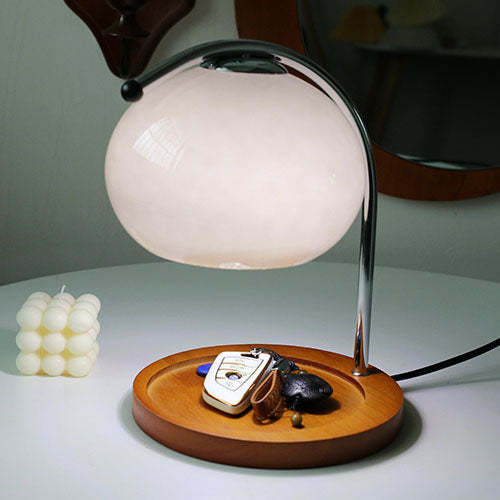 Vintage Glass Dome Solid Wood Melting Wax Table Lamp