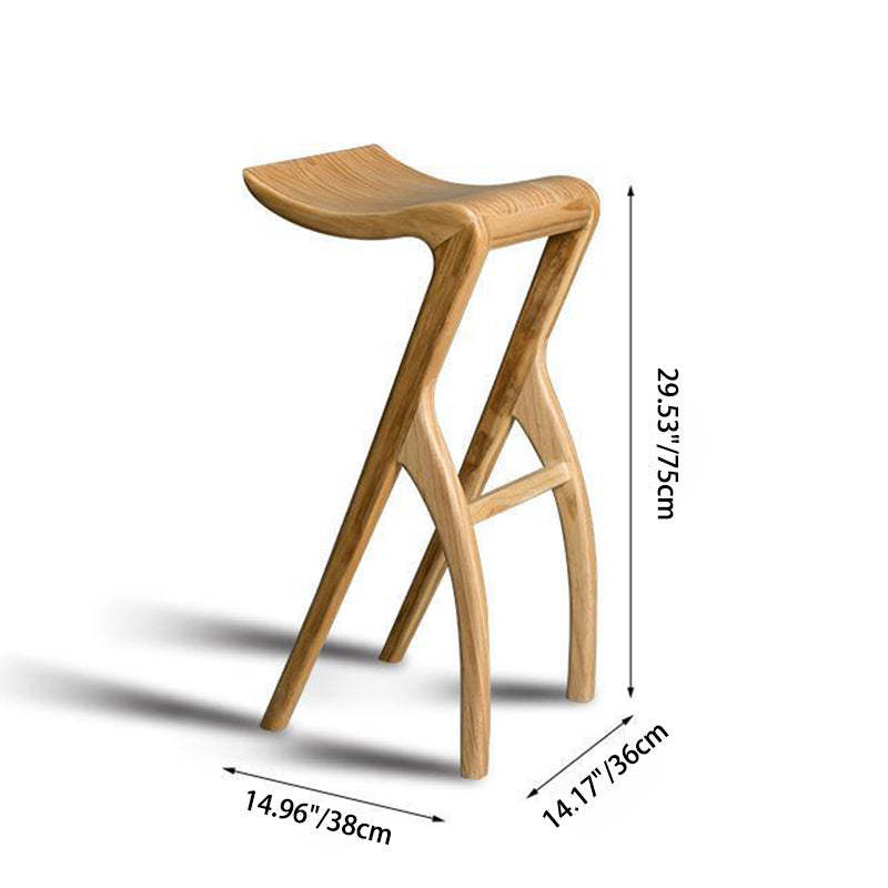 Japanese Curved Ash Wood Bar Stool