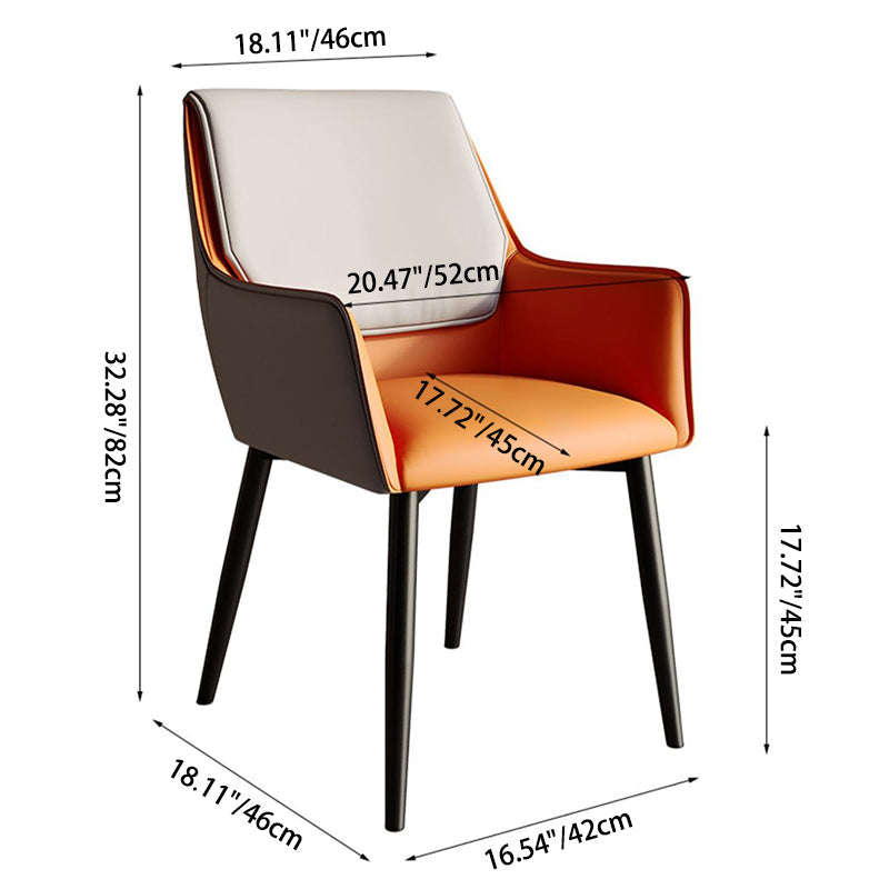 Modern Microfiber Leather Tapered Dining Chair — Light Gray + Dark Gray