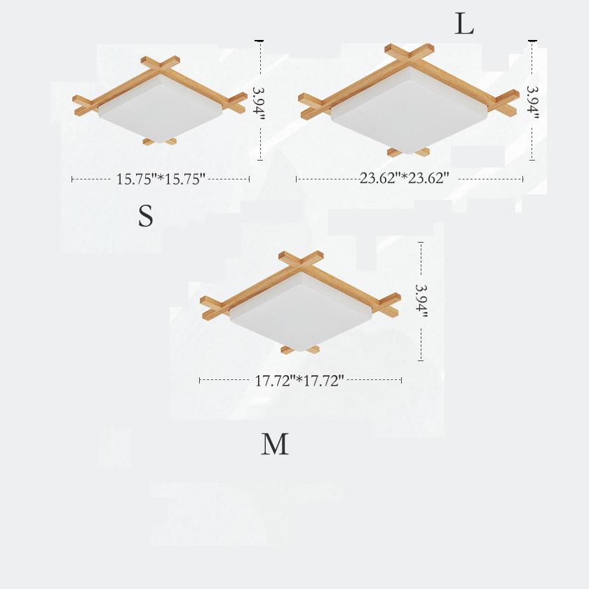 Modern Solid Wood Japanese Tatami LED Flush Mount Light