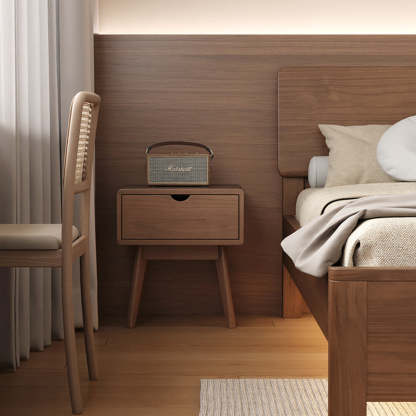 Modern Cubic Rubber Wood 1/2-Drawer Nightstand