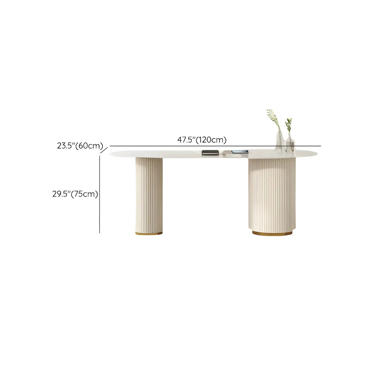 Trendy White Stone Free-Form Office Desk
