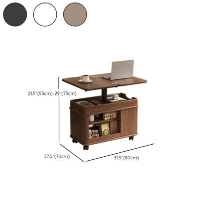 Scandinavian Adjustable Brown Wood Mobile Side Table