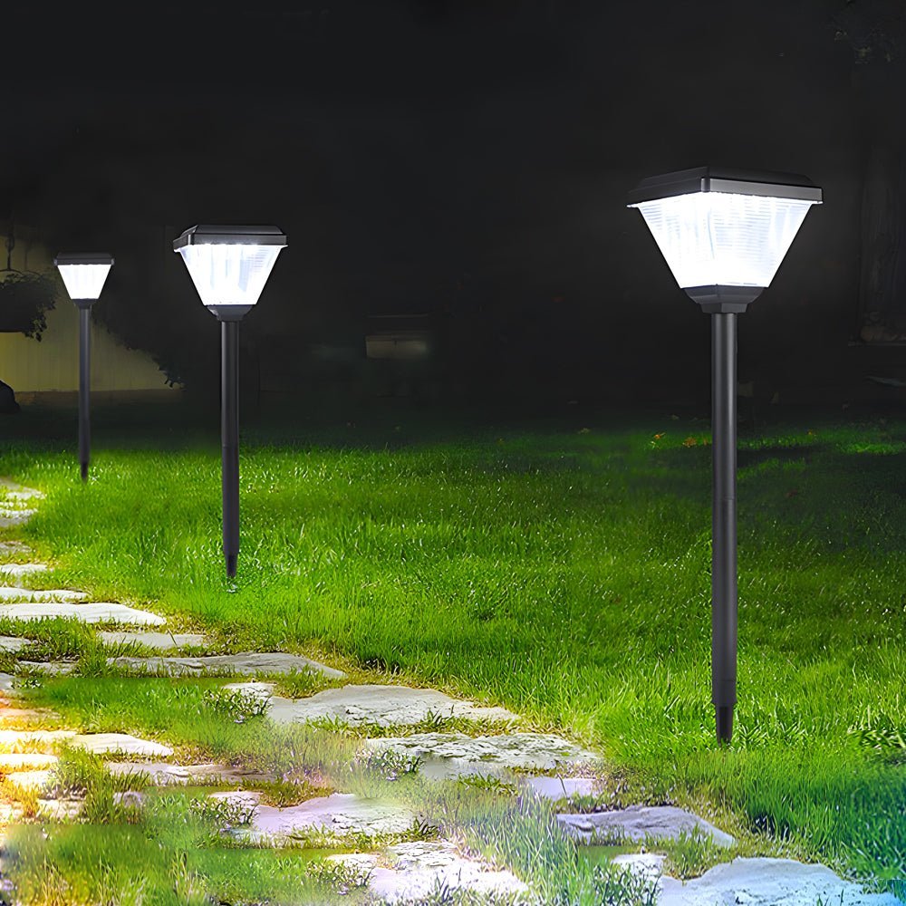 Modern Black LED Solar Pathway Post Light — WARM WHITE