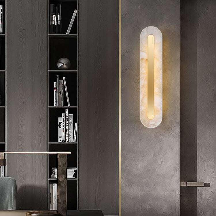 Luxury Brass Marble Oval Square LED Sconce