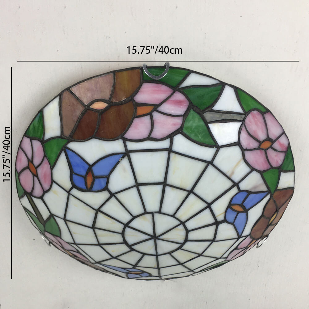 Traditional Tiffany Shell Bead Stained Glass Flush Light — F / 110V-120V For US/CA