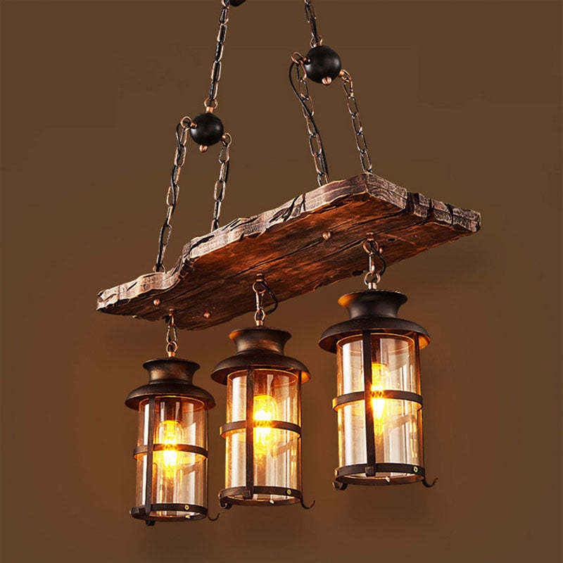 Traditional Farmhouse Wood Strip Iron Chandelier