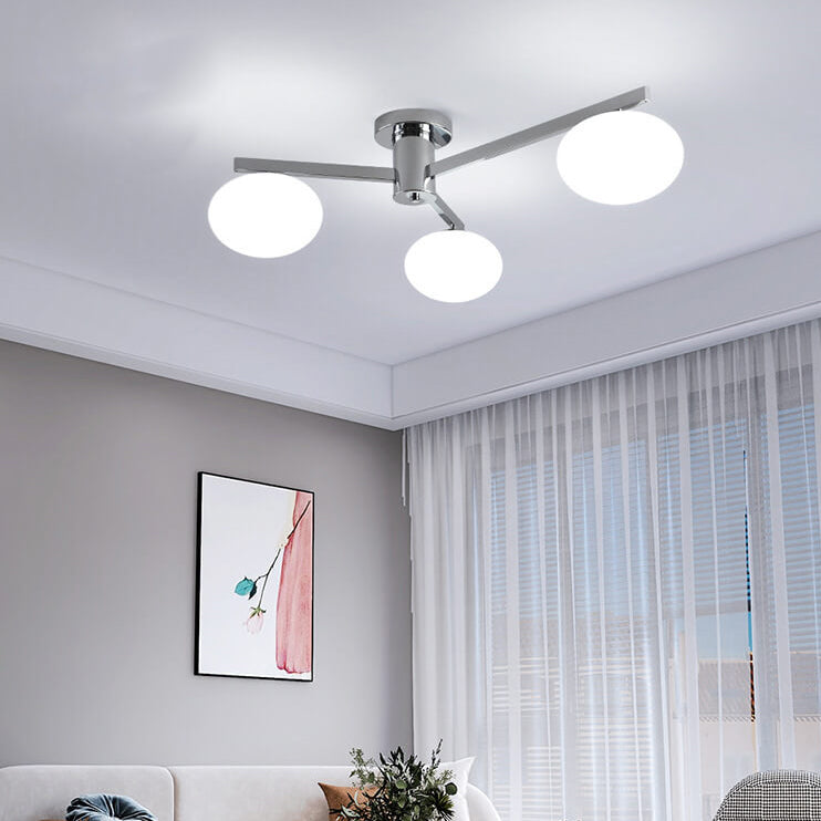 Nordic Glass Iron Ball 3/4/5-Light Semi-Flush Ceiling Light